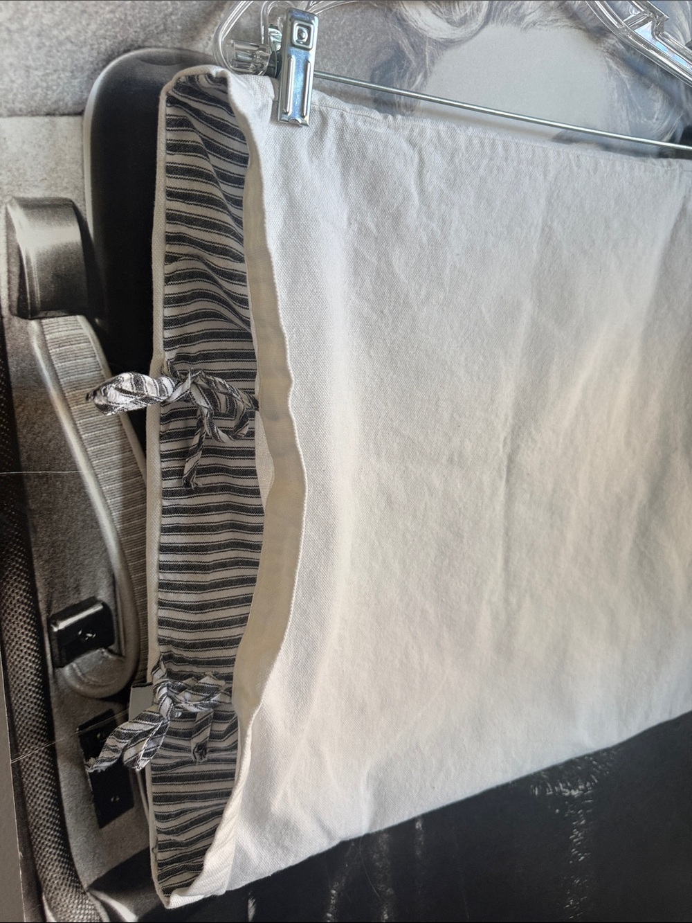Rae Dunn White Pillow Cover with Black Tag Detail - Picture 5 of 7